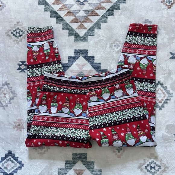 No Boundaries Juniors Gnome High-Waist Leggings XL 15-17 Christmas Holiday Red - Picture 1 of 4